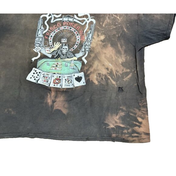 DOM King of Spades Skeleton Cards Shirt Mens 2XL Grunge Distressed Bleached Hole - Picture 2 of 6